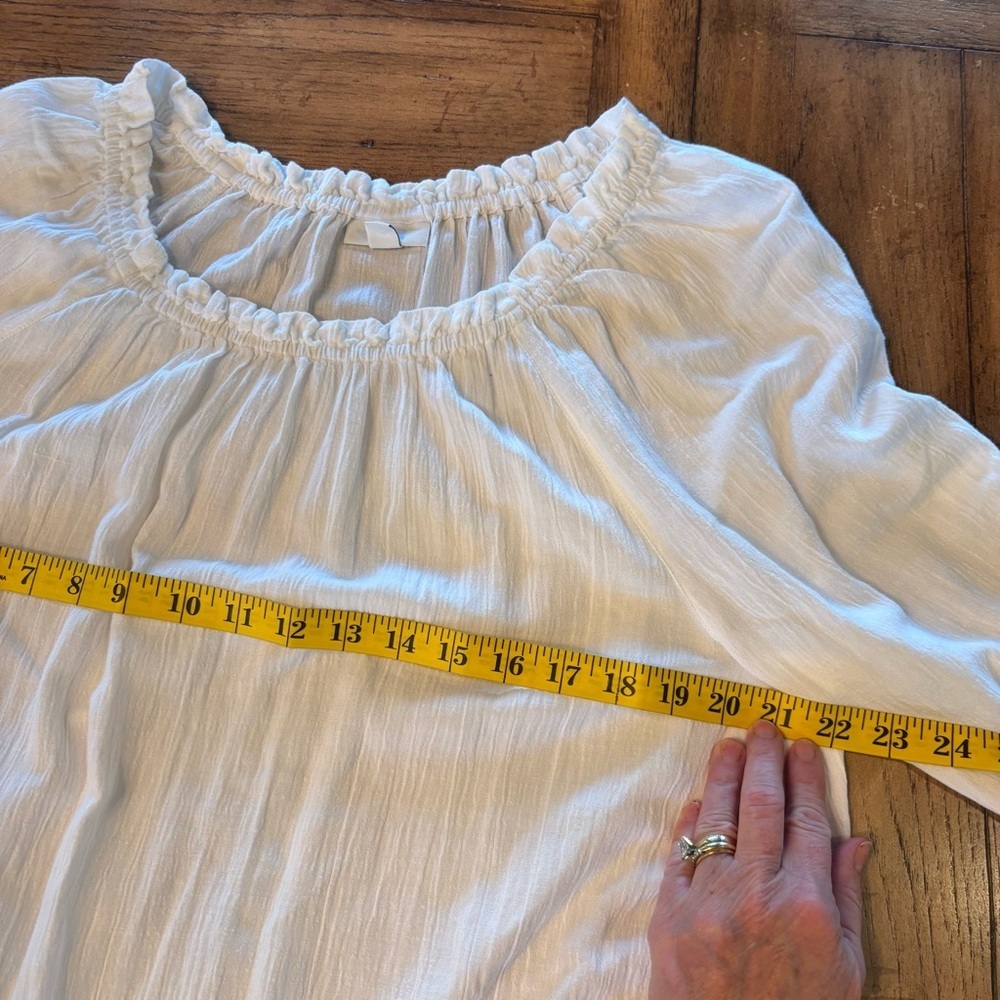 J. Jill Embroidered Boho Peasant Floral Tunic, Large, Beachy Gauzy Cottagecore - Picture 10 of 14